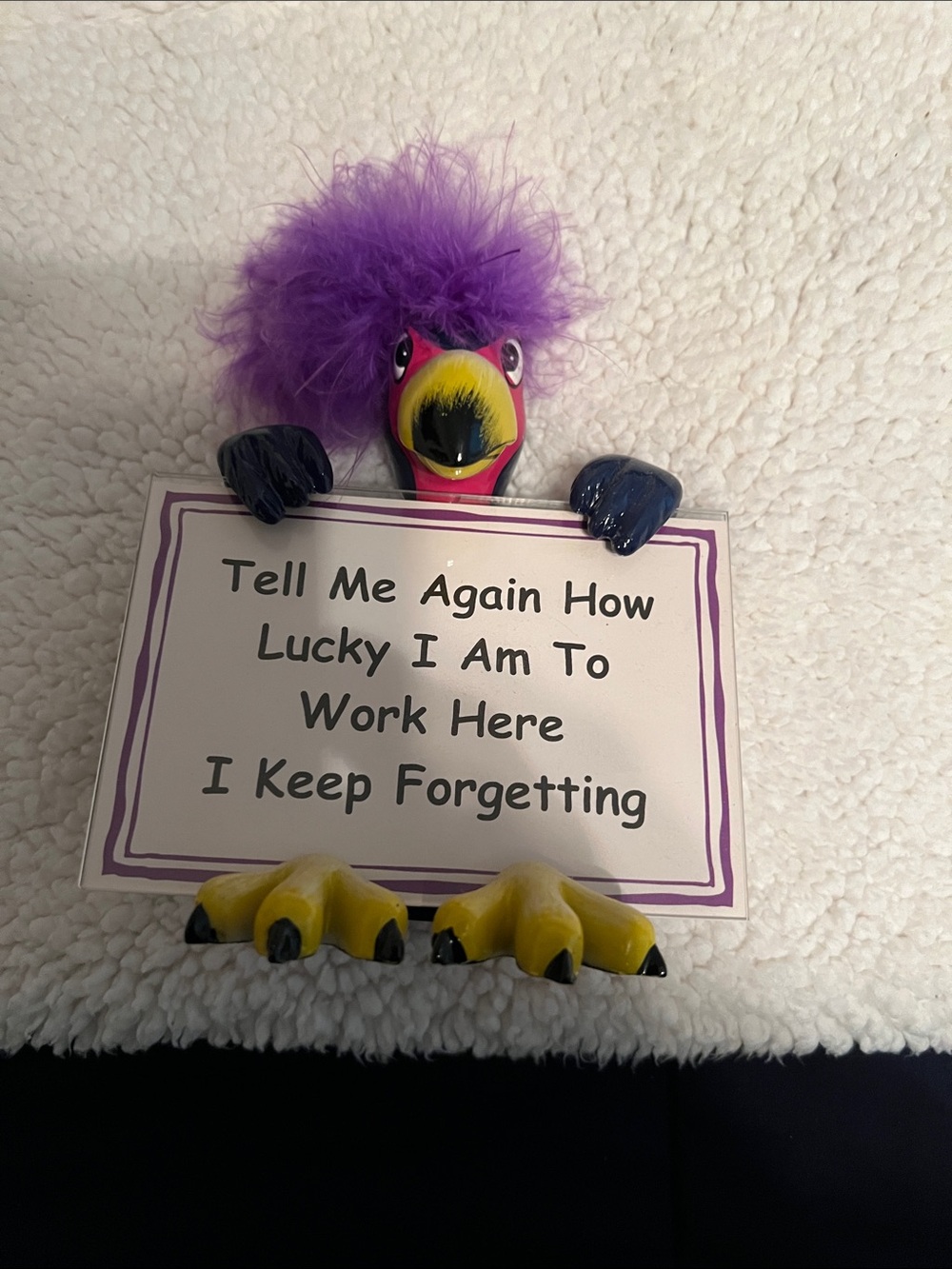 Navy Blue and Red Flamingo Desk Sign with Humorous Message - Picture 2 of 3